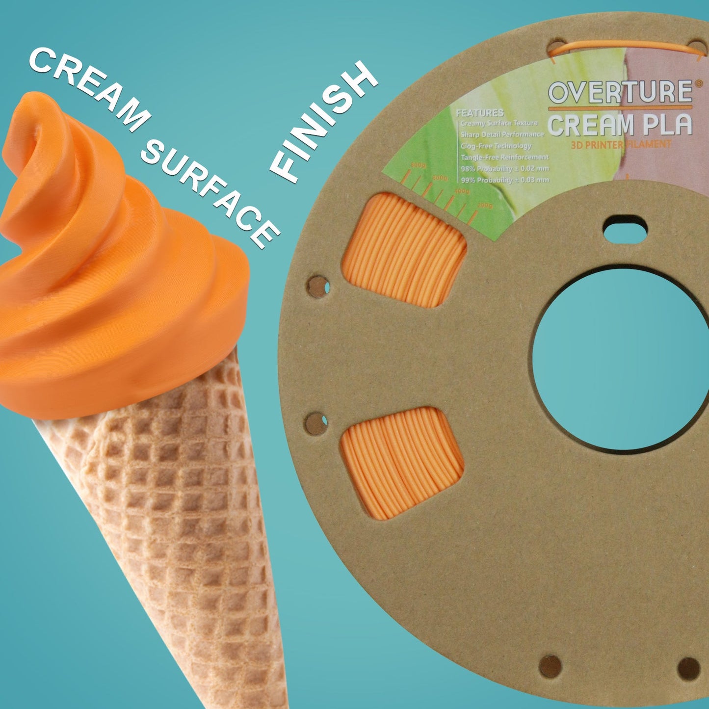 Overture Cream PLA Filament 1.75mm - Overture 3D