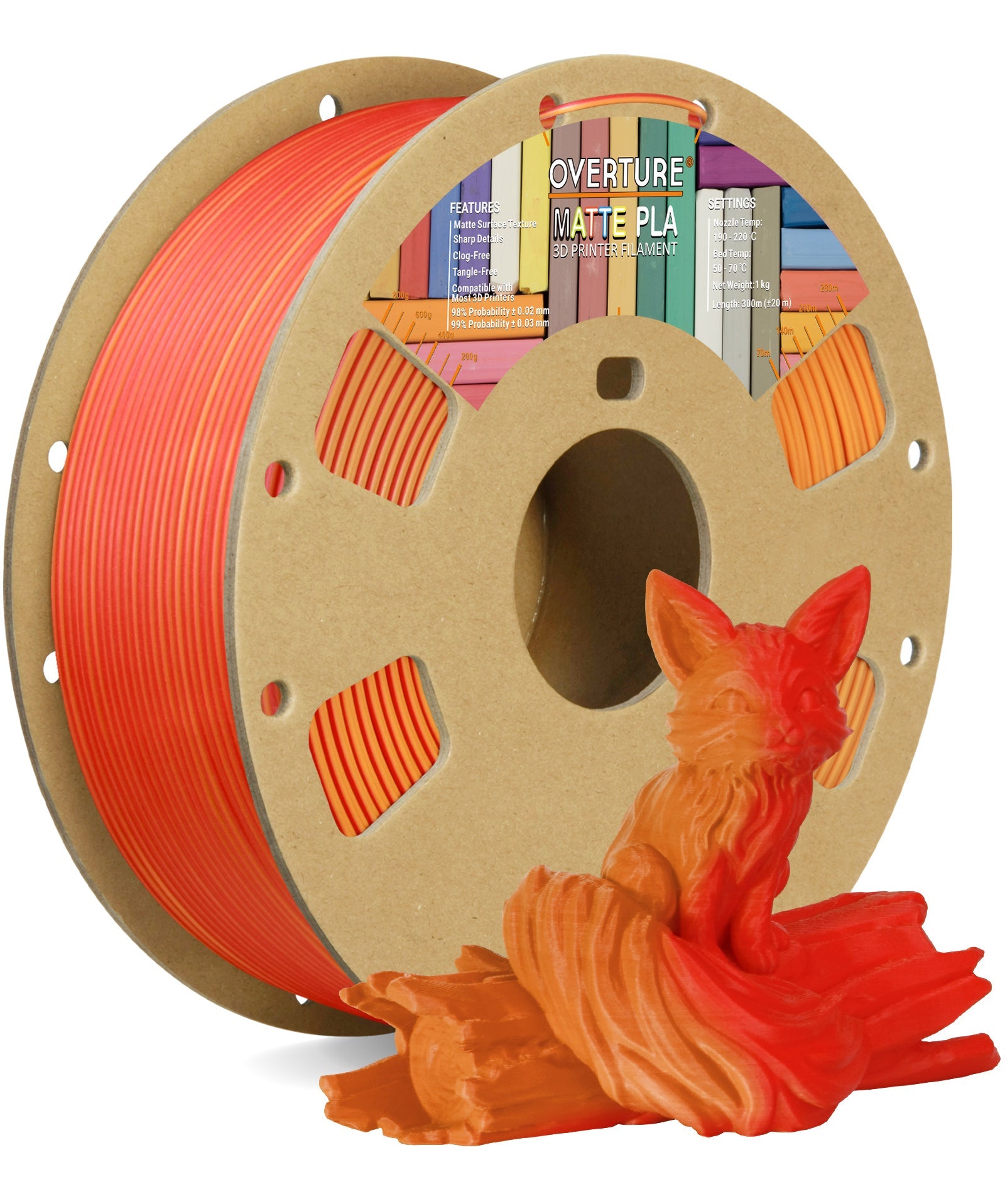 Overture Matte PLA Dual Colors 3D Printer Filament 1.75mm - Overture 3D