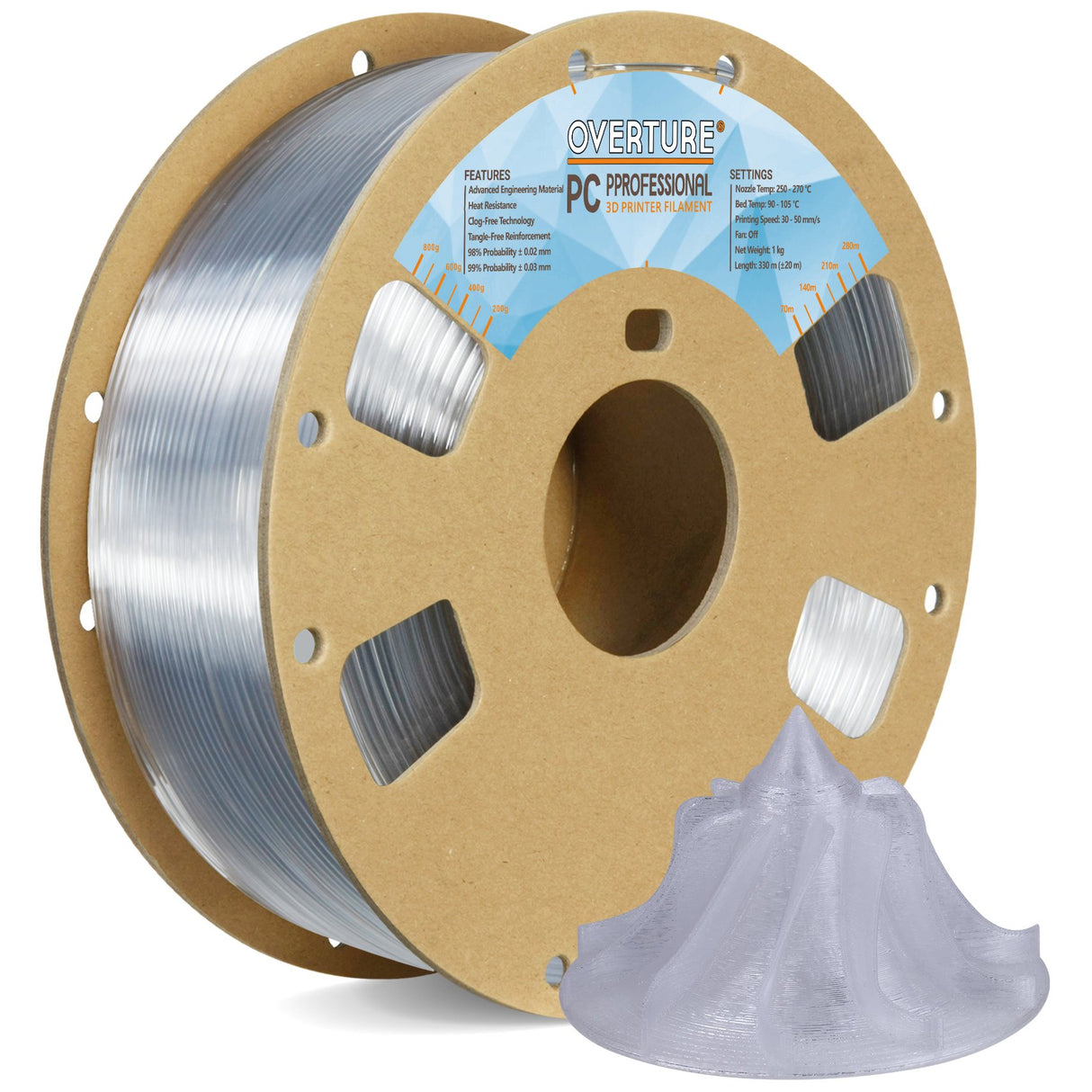 Overture PC Professional 3D Printer Filament 1.75mm - Overture 3D