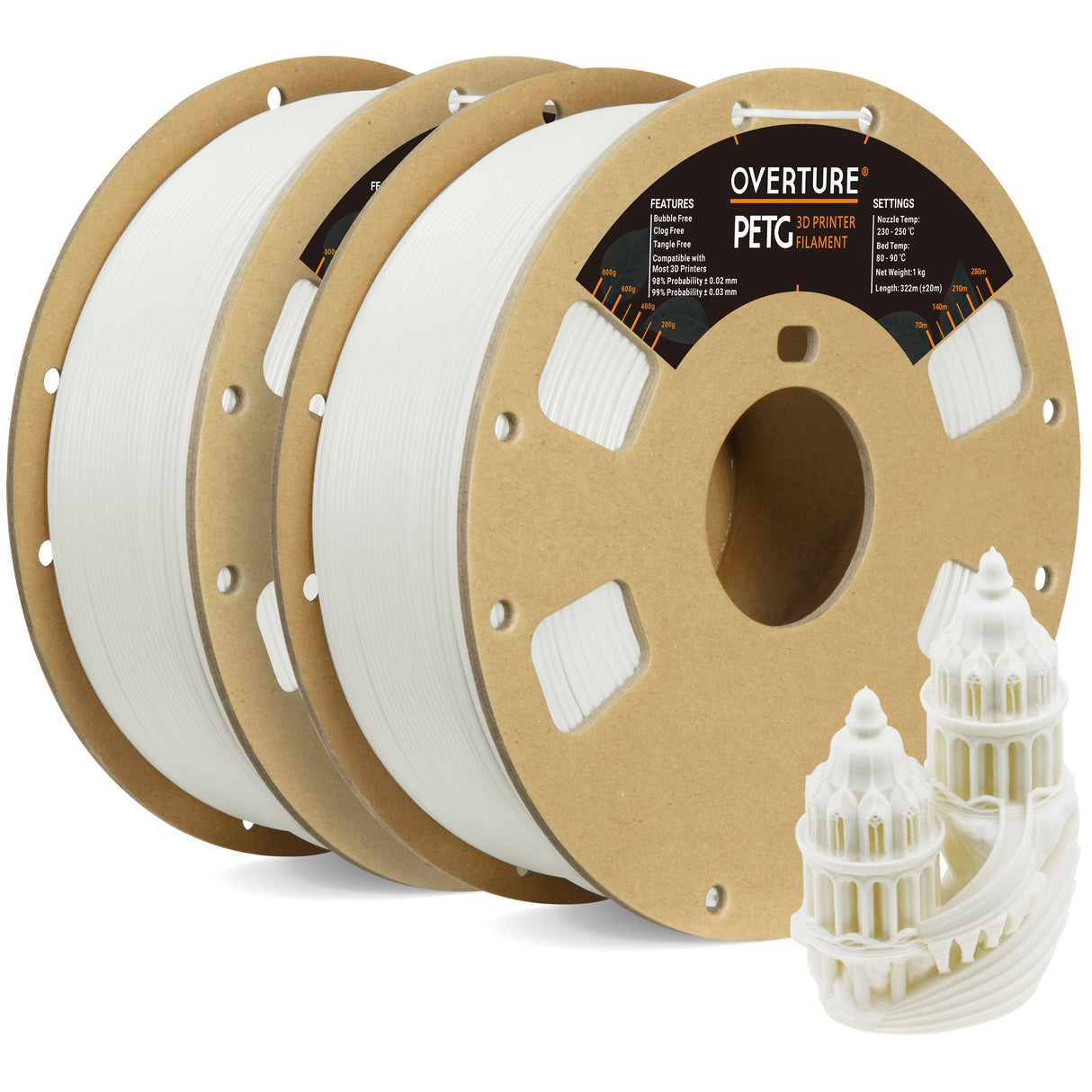 Overture PETG 3D Printer Filament 1.75mm -2pack - Overture 3D