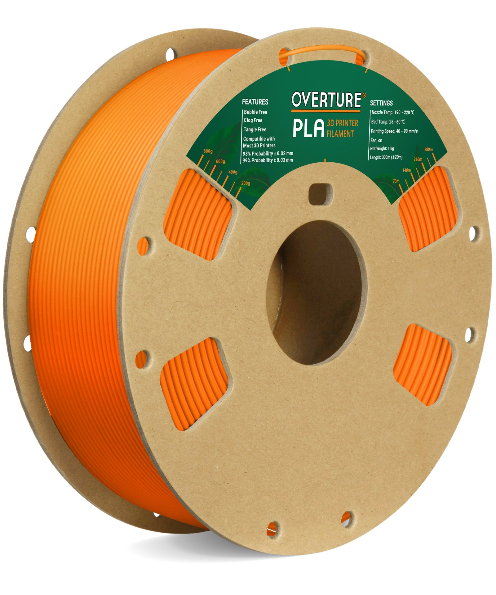 Overture OVERTURE PLA Plus (PLA+) Filament 175mm PLA Professional Toughness  Enhanced PLA Roll, cardboard Spool, Premium PLA 1kg(22lbs), D