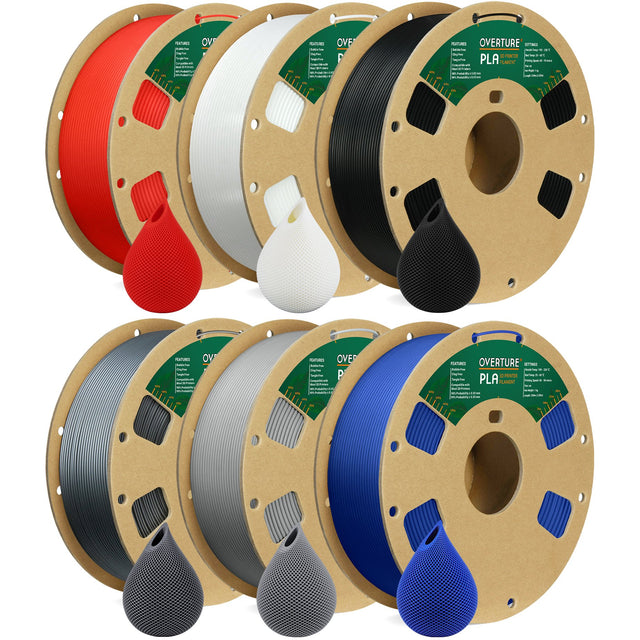 Overture PLA 3D Printer Filament 1.75mm-6pack - Overture 3D