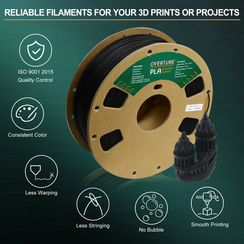 Overture PLA 3D Printing Filament 1.75mm - Overture 3D