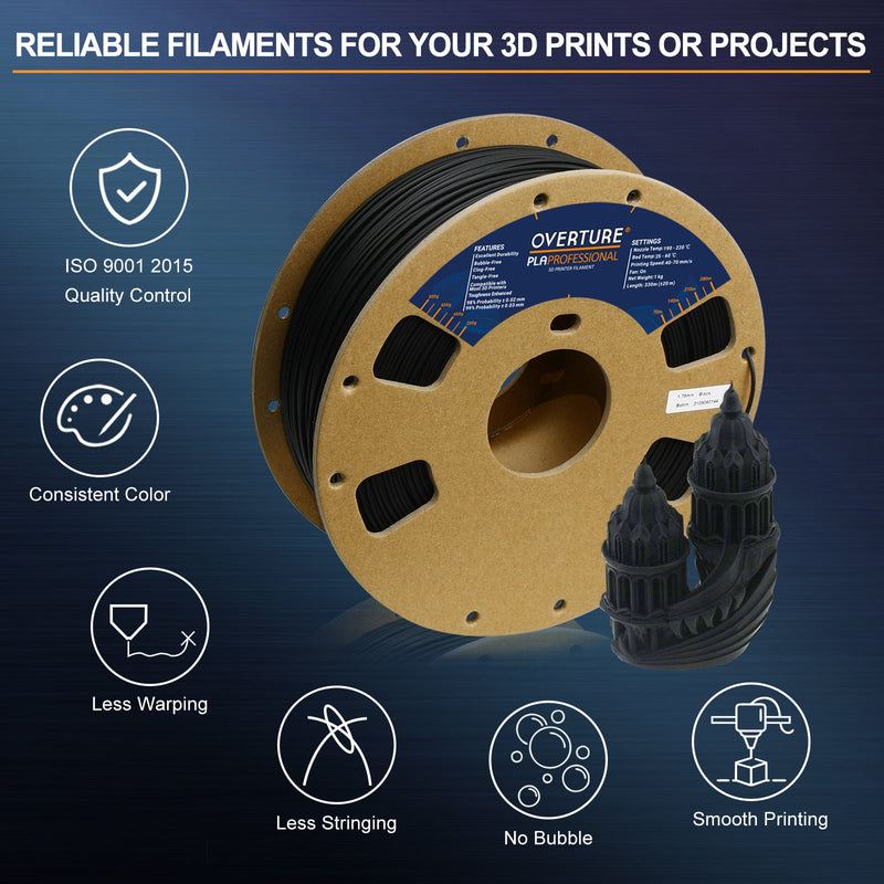 Overture PLA Plus (PLA+)3D Printer Filament 1.75mm - Overture 3D