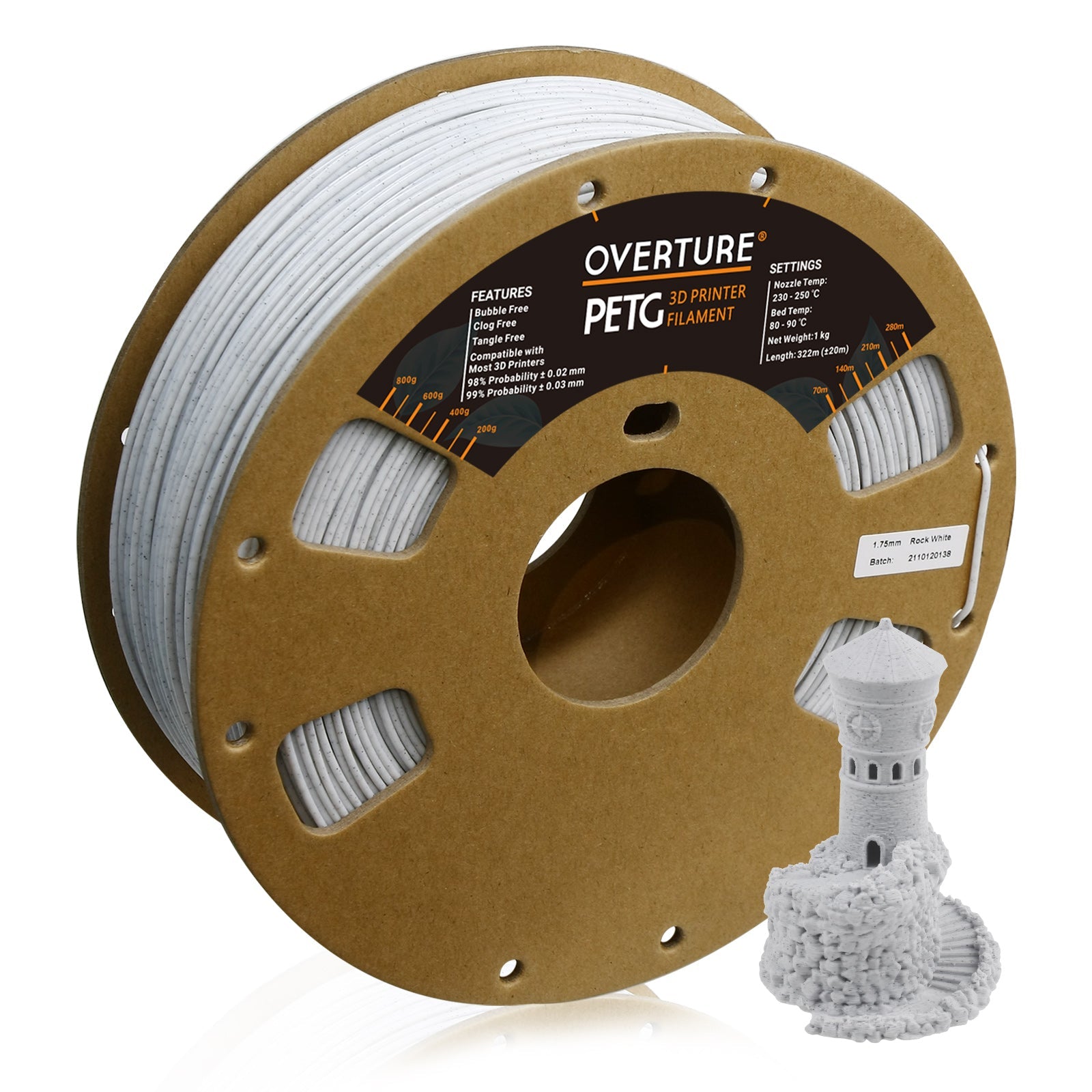Overture Rock PETG Filament 1.75mm - Overture 3D