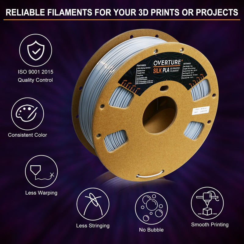 Overture Silk PLA Filament 1.75mm - Overture 3D