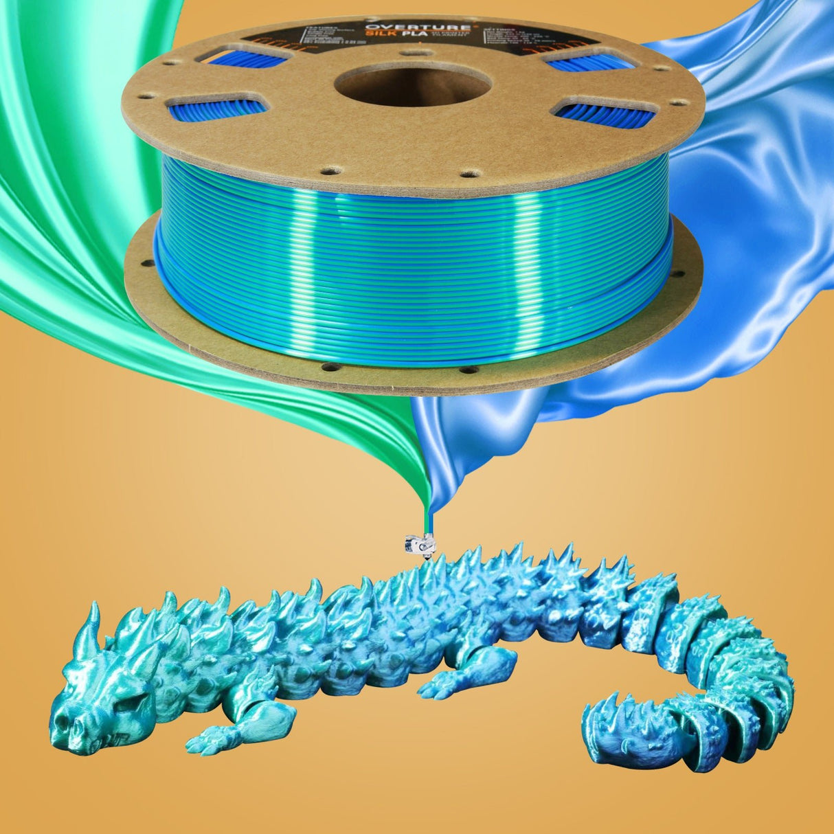 Overture Silk PLA Filament Dual Colors 1.75mm - Overture 3D