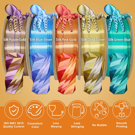 Overture Silk PLA Filament Dual Colors 1.75mm - Overture 3D