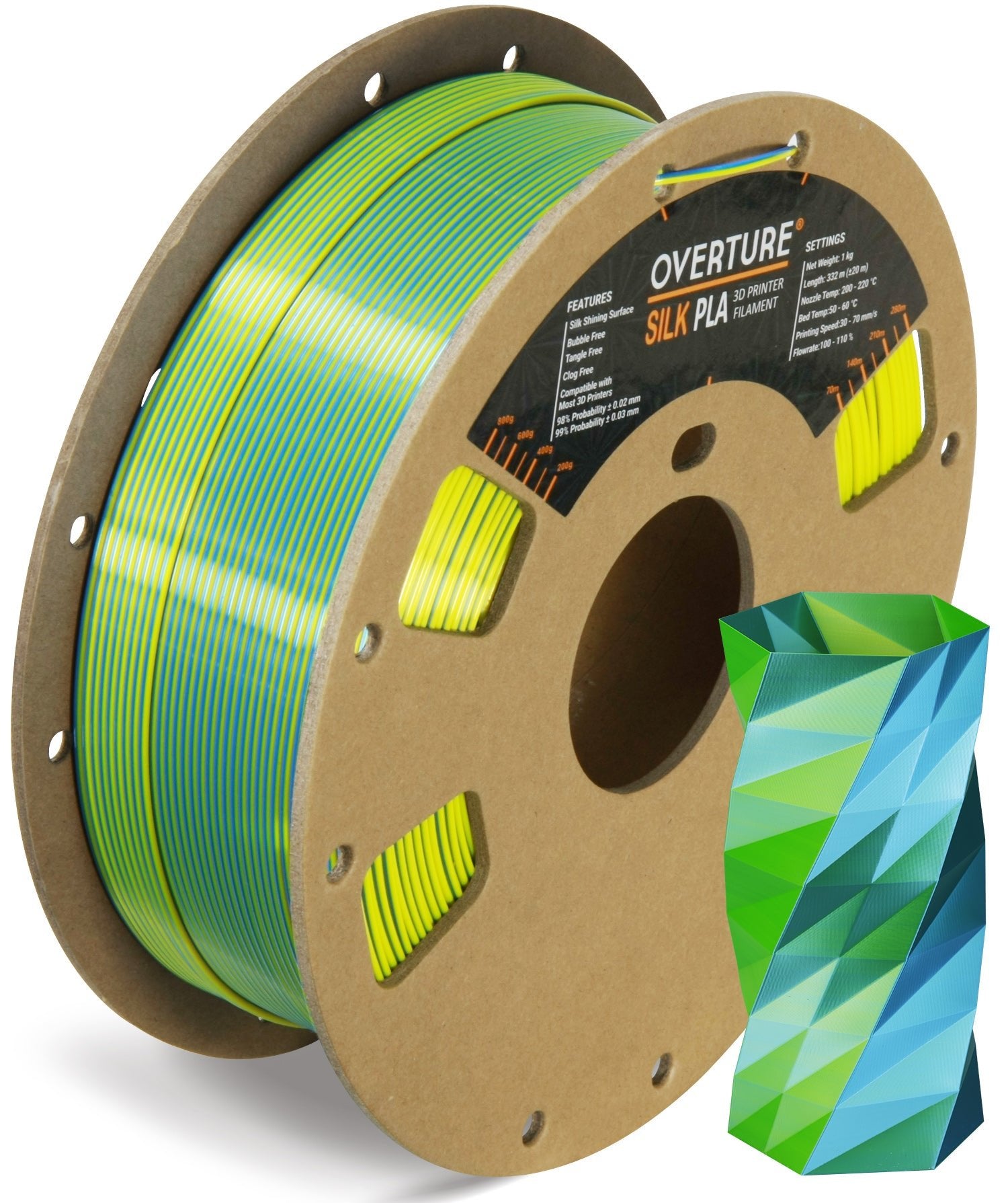 Overture Silk PLA 3D Printer Filament Colors 1.75mm – Overture 3D