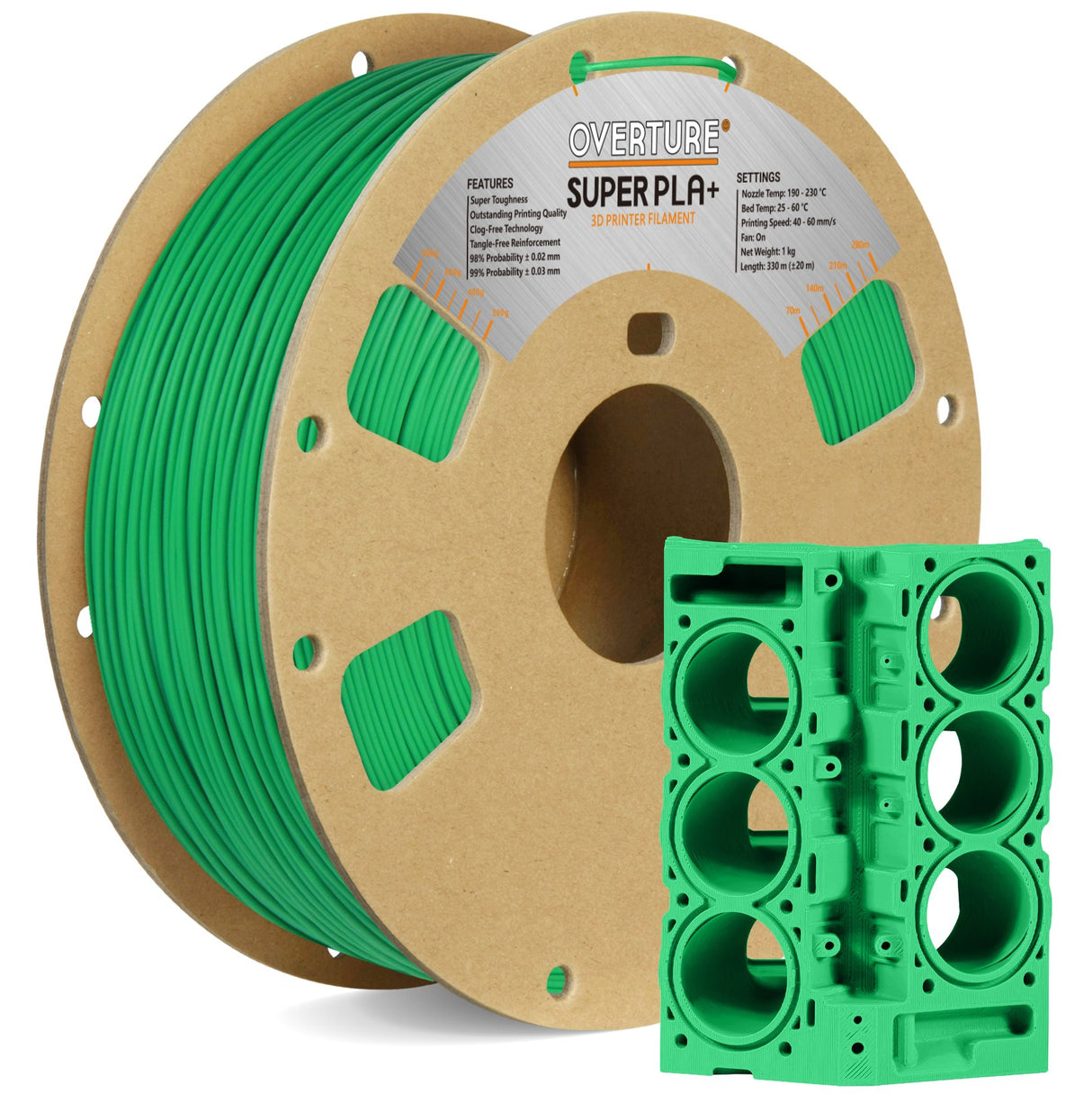 Overture Super PLA Pro 3D Printer Filament 1.75mm - Overture 3D