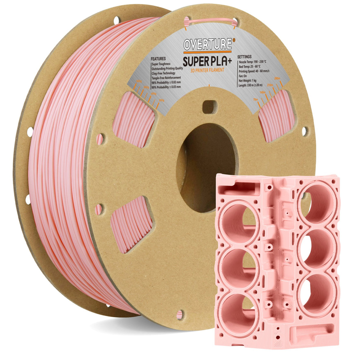 Overture Super PLA Pro 3D Printer Filament 1.75mm - Overture 3D