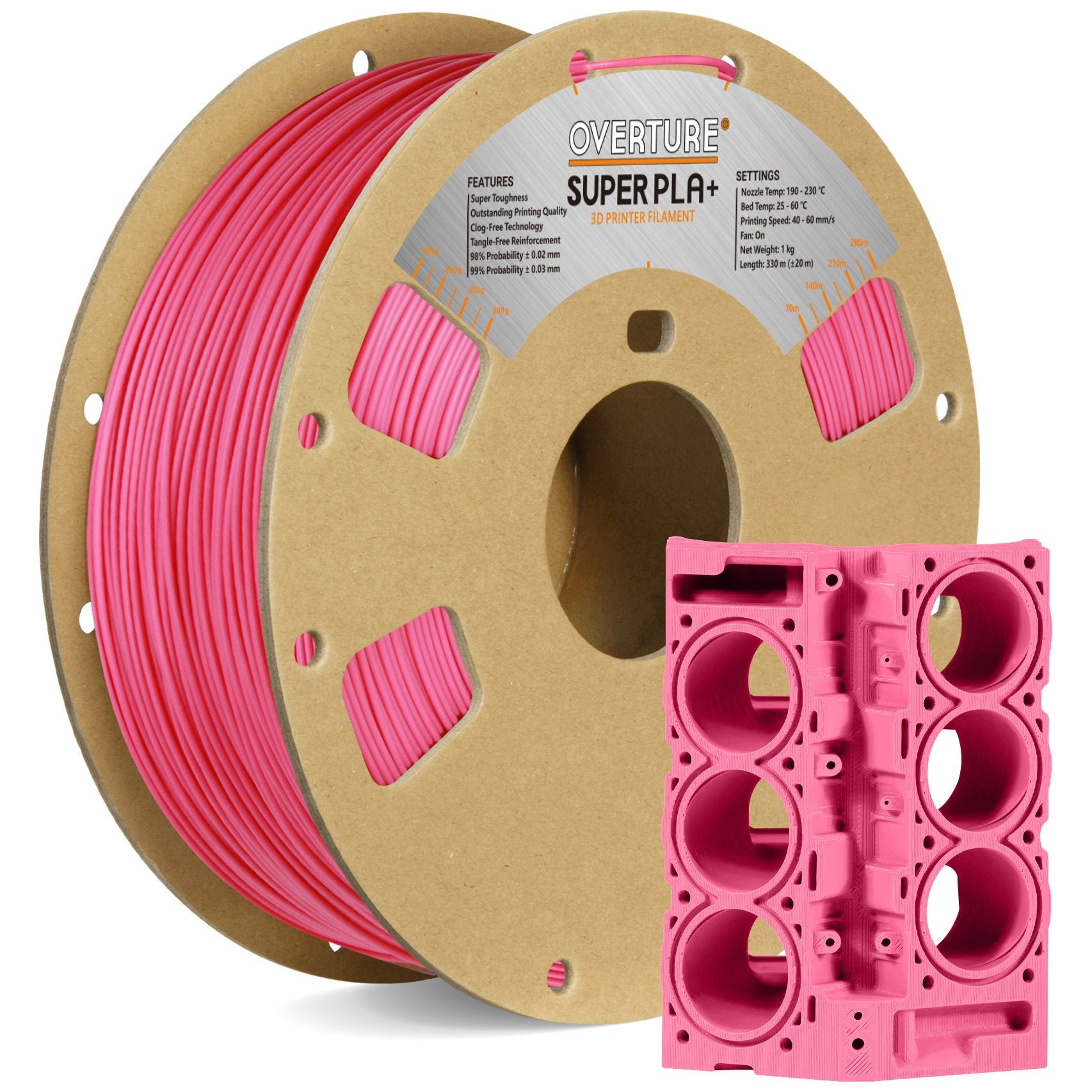 Overture Super PLA Pro 3D Printer Filament 1.75mm - Overture 3D