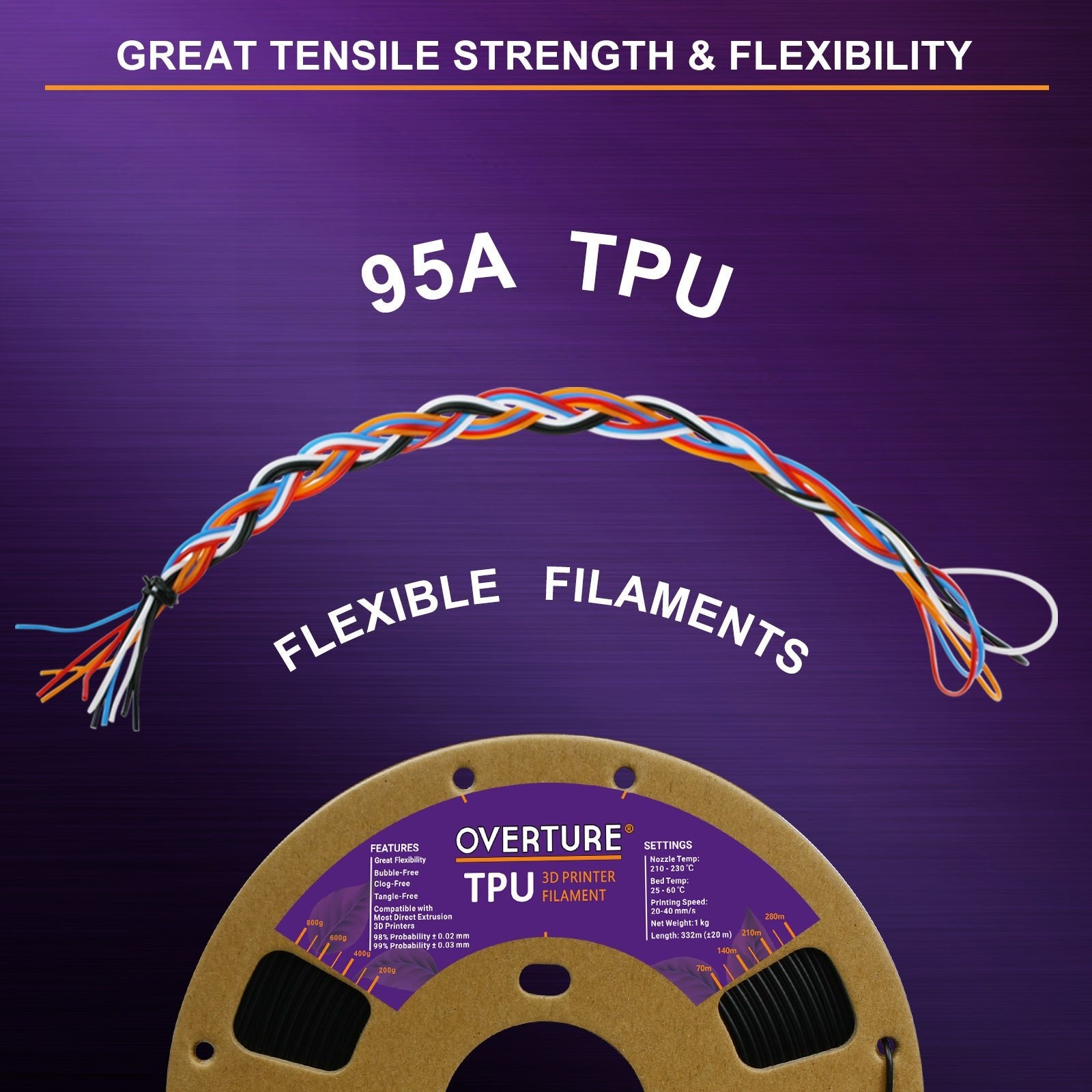 Overture TPU Filament 1.75mm - Overture 3D